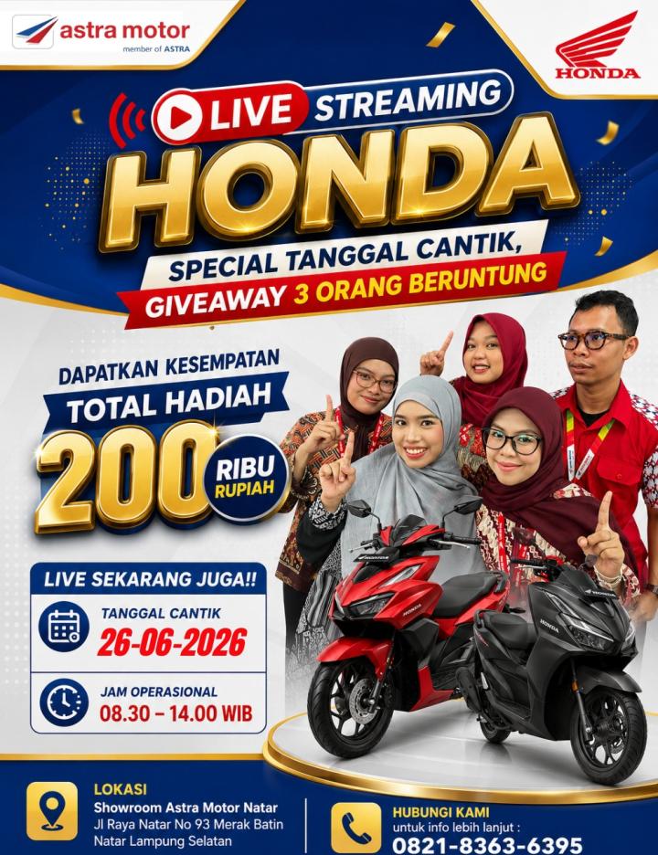 Sambut Tanggal Cantik, Astra Motor Natar Gelar Live Streaming Spesial Bertabur Hadiah
